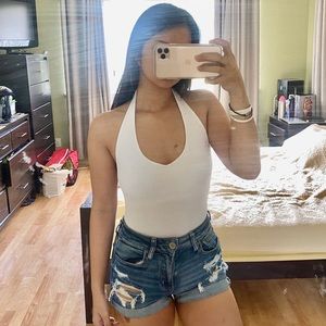 ❌ White Halter Top Bodysuit